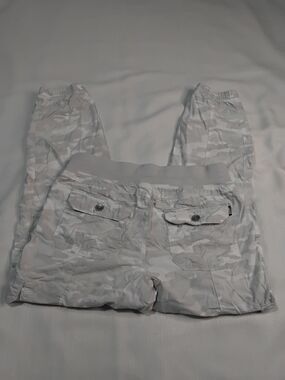 DKNY Womens White & Light Gray Camo Cargo Jogger Pants Sz S.